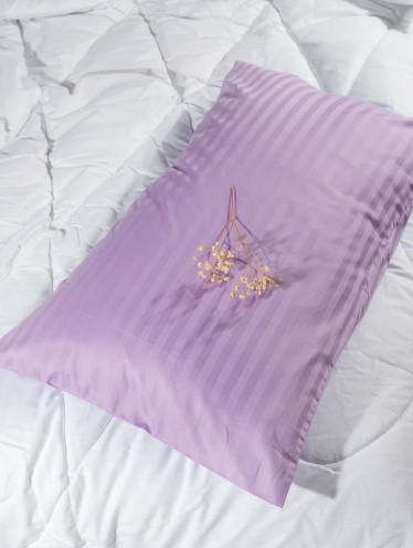 Наволочка Сатин-страйп, лаванда