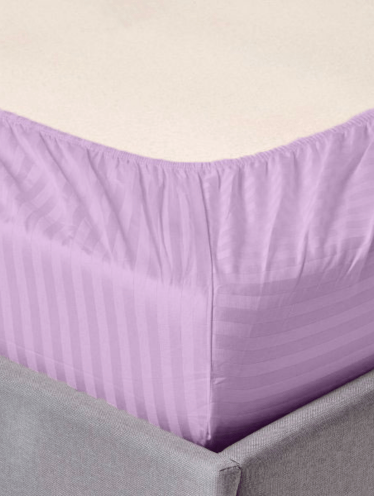 Простынь на резинке Сатин-страйп, Лаванда