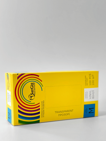 Перчатки виниловые прозрачные SanGig, 100 шт