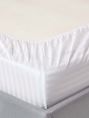 Простынь на резинке Сатин-страйп, Белая