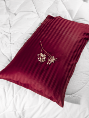 Наволочка Сатин-страйп, бордо