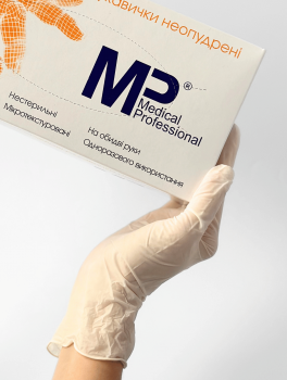 Рукавички латексні без пудри (розмір М) 3,5 г/м² Medical Professional, 100шт