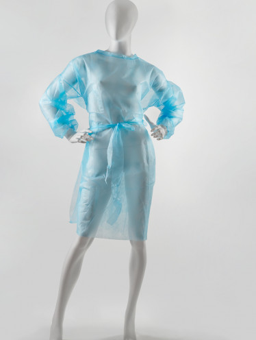 Халат хирургический с манжетом на завязках (5 шт/уп), голубой