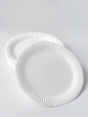 Тарелка БУМАЖНАЯ одноразовая d=23см белая (50 шт/уп), ламинированная