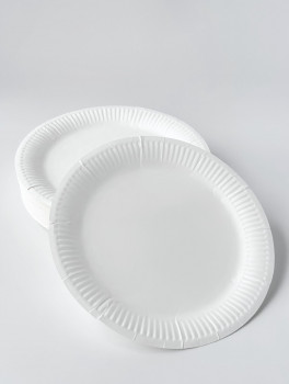 Тарелка БУМАЖНАЯ одноразовая d=23см белая (50 шт/уп), ламинированная