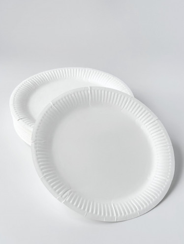 Тарелка БУМАЖНАЯ одноразовая d=23см белая (50 шт/уп), ламинированная