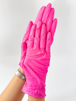 Рукавички нітрилові (розмір М) малинові 3,5г Medicom, 100 шт/уп