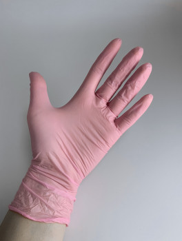 Перчатки нитриловые, розовые СТАНДАРТ (плотность 4 г/м²), Ampri, размер M