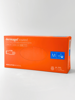 Перчатки латексные без пудры (размер М) 5,5г/м² MERCATOR Dermagel Coated, 100шт