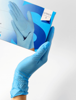 Рукавички нітрилові (розмір S) блакитні 3г Medicom Vitals SB, 100 шт