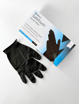 Перчатки нитриловые (размер M) черные 5г Medicom, 100 шт