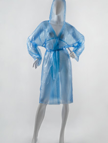 Плащ-дождевик полиэтиленовый на завязках, 50 мкм