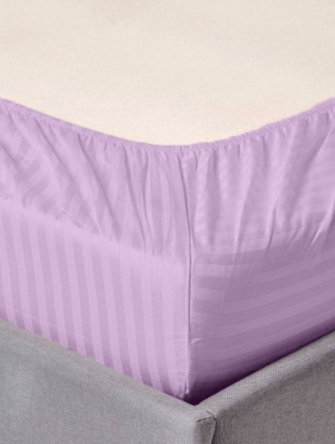 Простынь на резинке на матрас 140*200 см Сатин-страйп, Лаванда