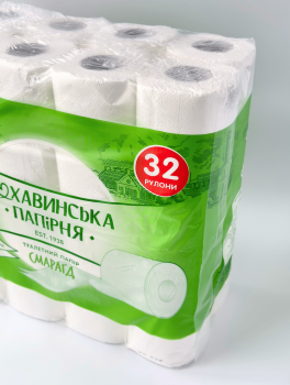 Туалетний папір "Смарагд", 2-шар. білий (32 рул/уп) Кохавинська папірня