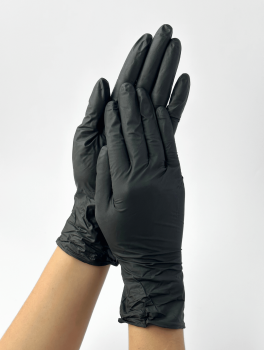 Перчатки нитриловые (размер L) черные 5г Medicom, 100 шт