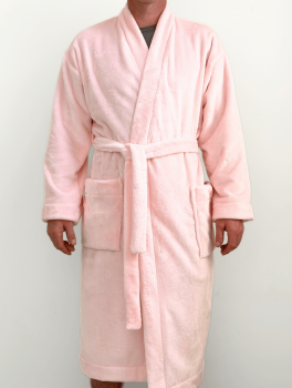 Халат плюшевый розовый для гостиниц, размер XL (50-52)