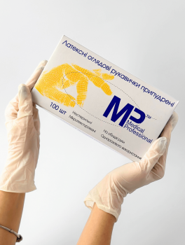 Перчатки латексные с пудрой (размер S) Medical Professional, 100шт