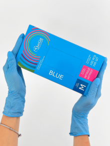 Перчатки нитриловые (размер М) голубые 4г "SanGig", 100 шт