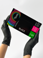 Перчатки нитриловые (размер S) черные 4г "SanGig", 100 шт