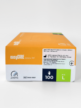 Рукавички латексні без пудри (розмір L) 5,5 г/м² easyCARE, 100 шт