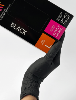 Перчатки нитриловые (размер L) черные 4г "SanGig", 100 шт