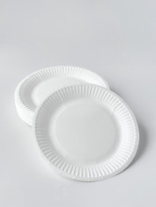 Тарелка БУМАЖНАЯ одноразовая d=17см белая (50 шт/уп), ламинированная