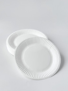 Тарелка БУМАЖНАЯ одноразовая d=17см белая (50 шт/уп), ламинированная