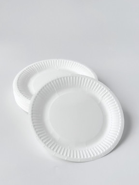 Тарелка БУМАЖНАЯ одноразовая d=17см белая (50 шт/уп), ламинированная