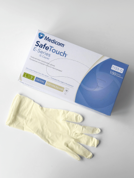 Перчатки латексные без пудры (размер L) 5,5г/м² MEDICOM, 100шт