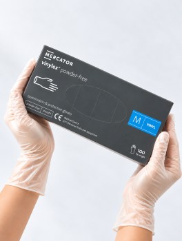 Рукавички вінілові (розмір M) прозорі Mercator Medical, 100 шт