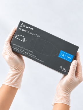 Рукавички вінілові (розмір M) прозорі Mercator Medical, 100 шт