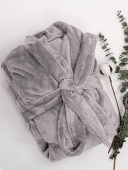 Халат плюшевый серый для гостиниц и спа, размер L (48-50)