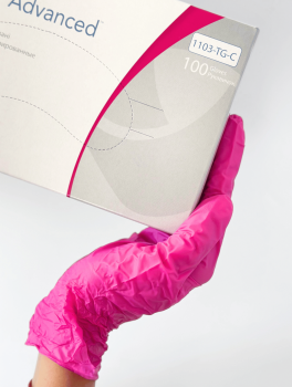 Рукавички нітрилові (розмір М) малинові 3,5г Medicom, 100 шт/уп
