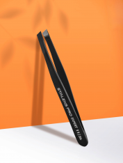 Пинцет для бровей черный Staleks Pro Expert 11 Type 3b (скошенный)