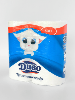 Туалетная бумага Диво, 2-слойная белая (4 рул/уп)