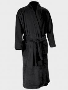 Халат плюшевый черный для гостиниц и спа, размер M (46-48)