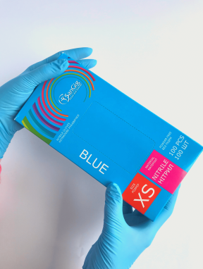 Перчатки нитриловые (размер XS) голубые 4г "SanGig", 100 шт