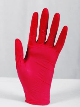 Перчатки нитриловые, красные (плотность 4 г/м²) MEDICOM, 100шт/уп, размер L