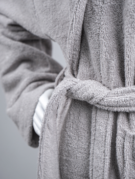 Халат махровый для гостиниц и спа, серый (плотность 400 г/м²), размер М (44-46), Украина