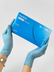 Перчатки нитриловые (размер XL) голубые 3г mediOk Nitrile Light, 100 шт