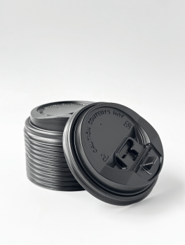 Крышки черные с клапаном ST=80 мм для бумажных стаканов 340 мл (50 шт/уп)