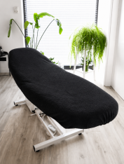 Черный махровый чехол на косметологическую кушетку CHILA™ 90×210 см (100% хлопок)