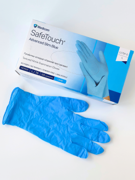 Рукавички нітрилові (розмір L) блакитні 3,5г Medicom, 100 шт