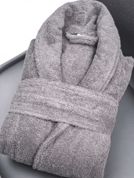 Халат махровый для гостиниц и спа, серый (плотность 400 г/м²), размер XXL (52-54), Украина