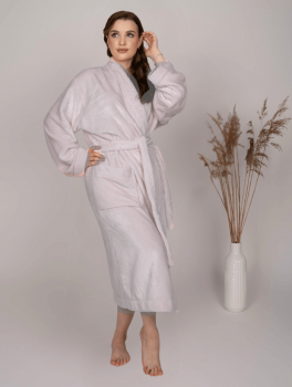 Халат плюшевый пудра для отелей и спа, размер XL (50-52)