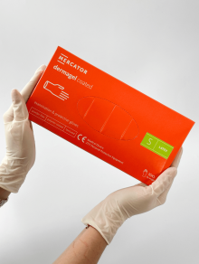 Рукавички латексні без пудри (розмір S) 5,5г/м² MERCATOR Dermagel Coated, 100шт