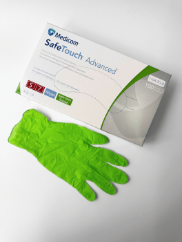 Перчатки нитриловые (размер S) зеленые 3,5г Medicom, 100 шт/уп