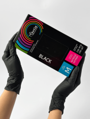 Перчатки нитриловые (размер М) черные 4г "SanGig", 100 шт