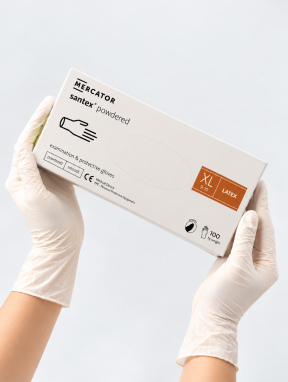 Рукавички латексні з пудрою (розмір ХL) SANTEX Mercator Medical, 100шт