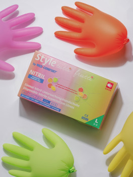 Перчатки нитриловые, 4 цвета (плотность 4г/м²) STYLE Tutti Frutti, 96 шт/уп, размер M